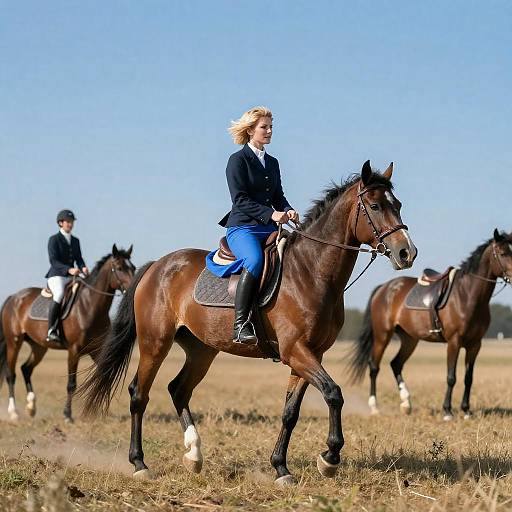 Blonde Rider on Brown Horse
