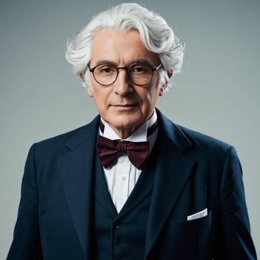 Elderly Man Wearing Classic Three-Piece Suit with Bow Tie