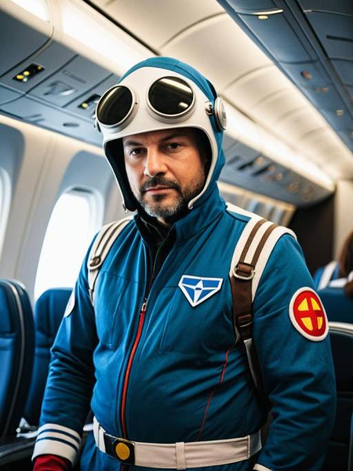 Man in Detailed Airliner Cosplay Costume