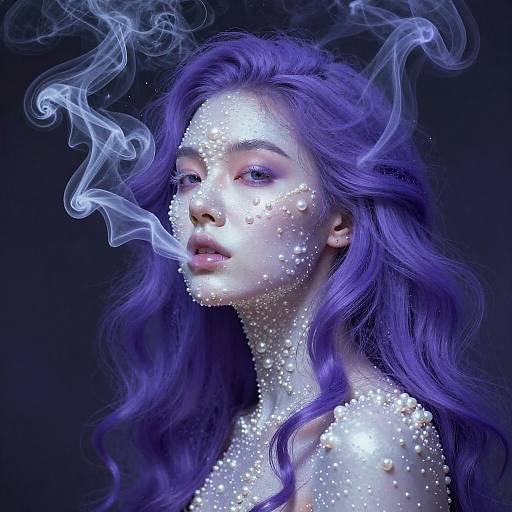 Surreal Woman with Neon Smoke Hair
