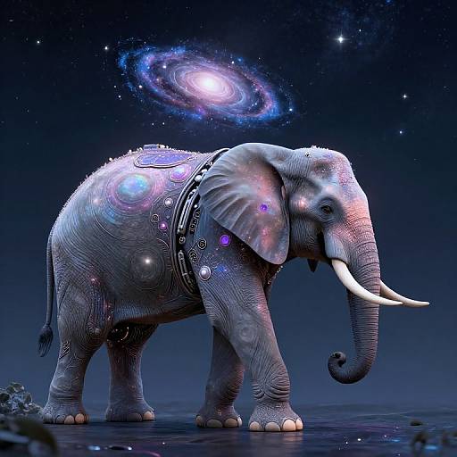 Ethereal Elephant with Miniature Galaxy