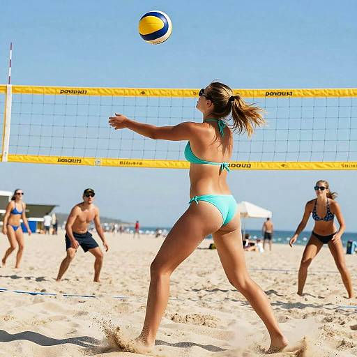 Energetic Beach Volleyball Action