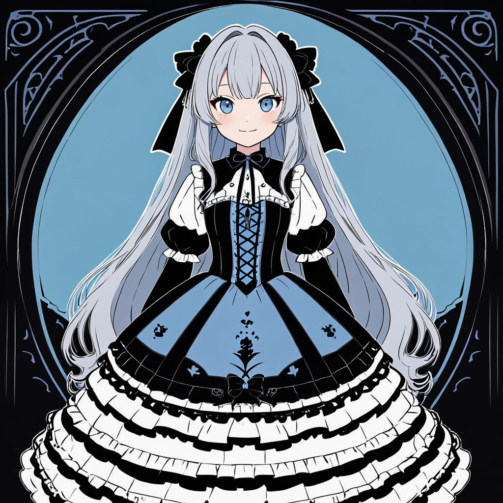 Gothic Lolita Girl with Silver Hair