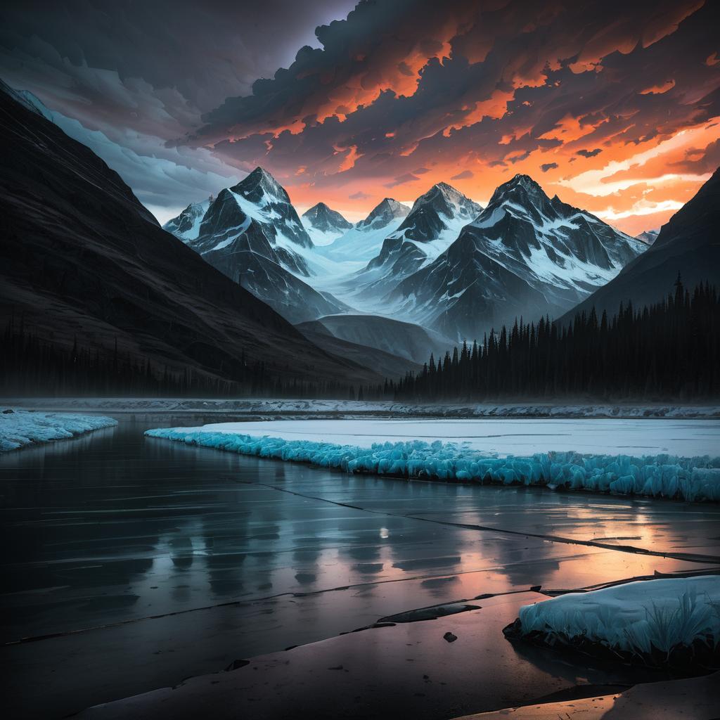 Moody Twilight in a Glacial Valley