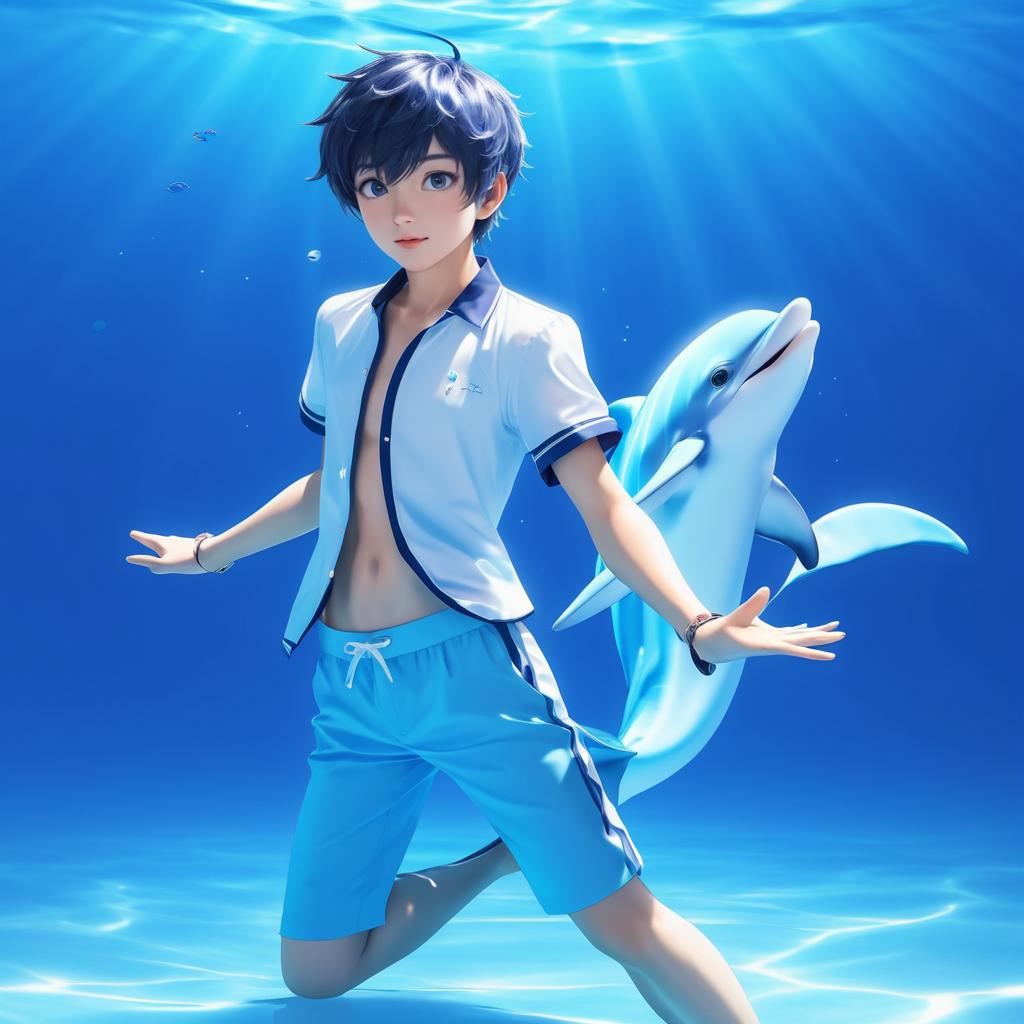 Adorable Male Anime Dolphin Character