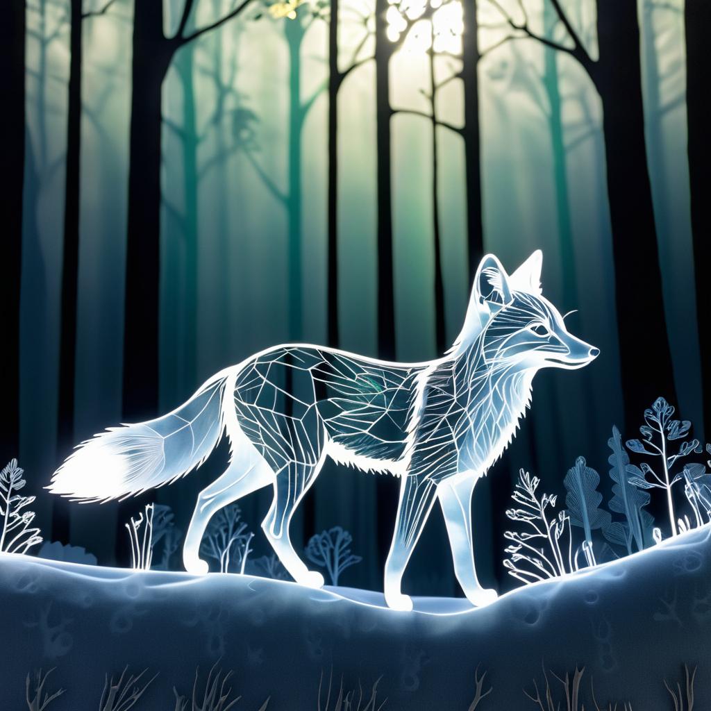 Playful Fox X-Ray Art in Forest