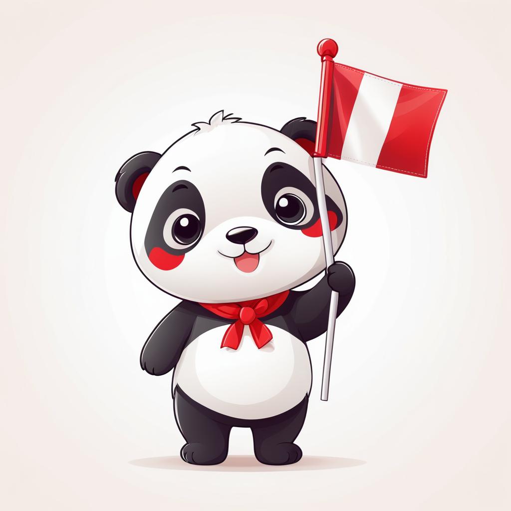 Adorable Panda with Poland Flag Illustration