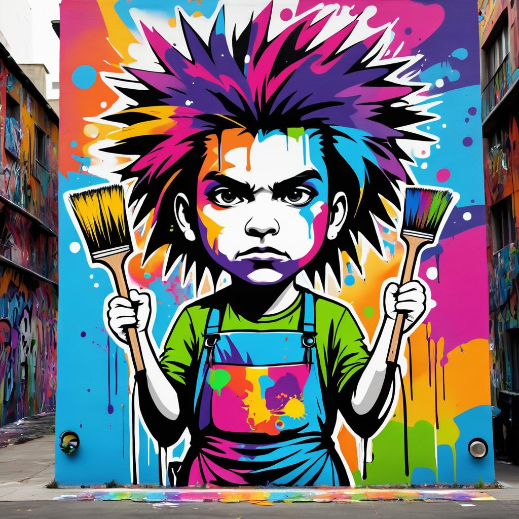 Vibrant Cartoon Graffiti of a Street Artist