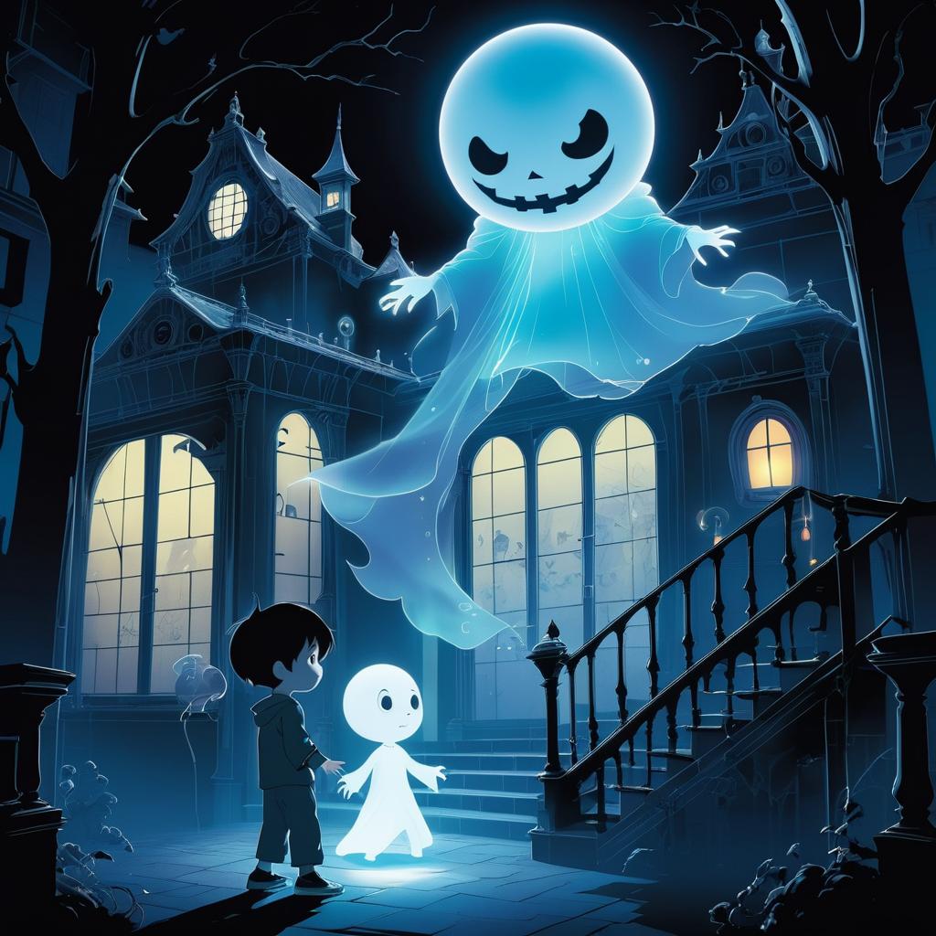 Playful Ghost Meets Brave Little Boy