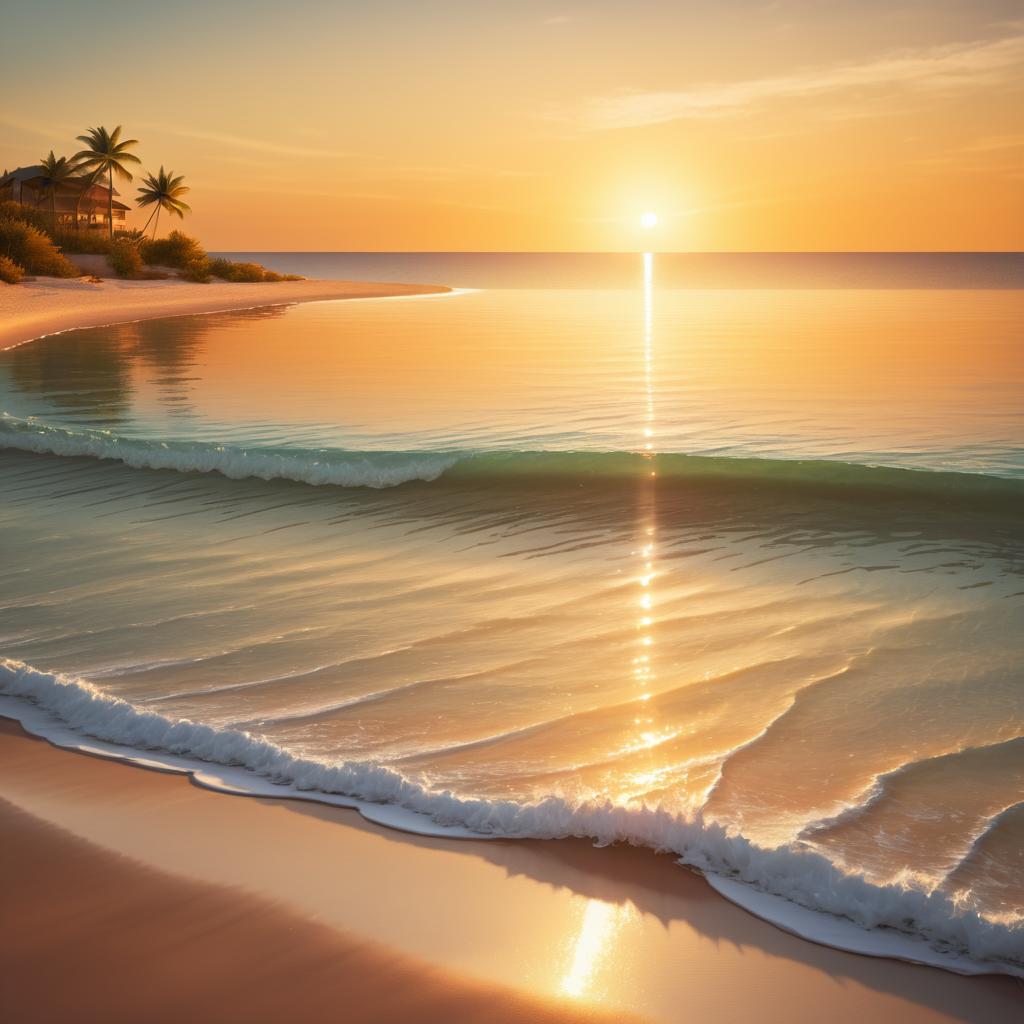 Serene Sunset Beach Reflection Photography