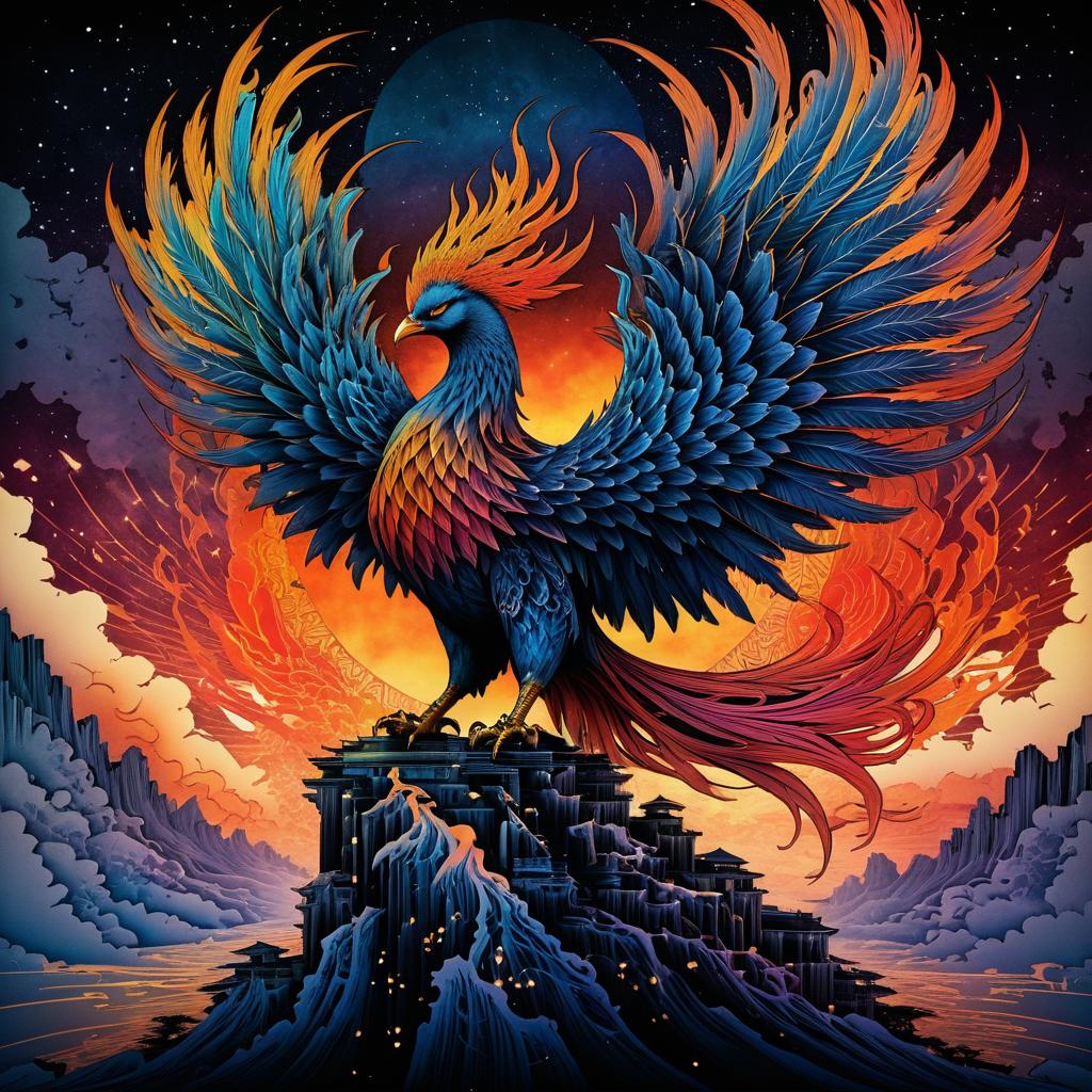 Twilight Phoenix: Vintage Fantasy Art