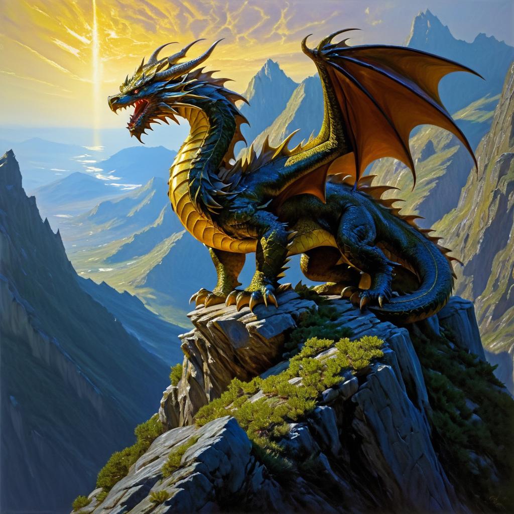 Fierce Dragon on Craggy Mountain Peak