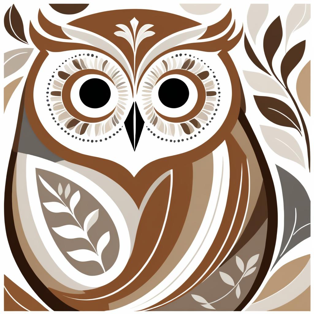 Elegant Owl Illustration in Matisse Style