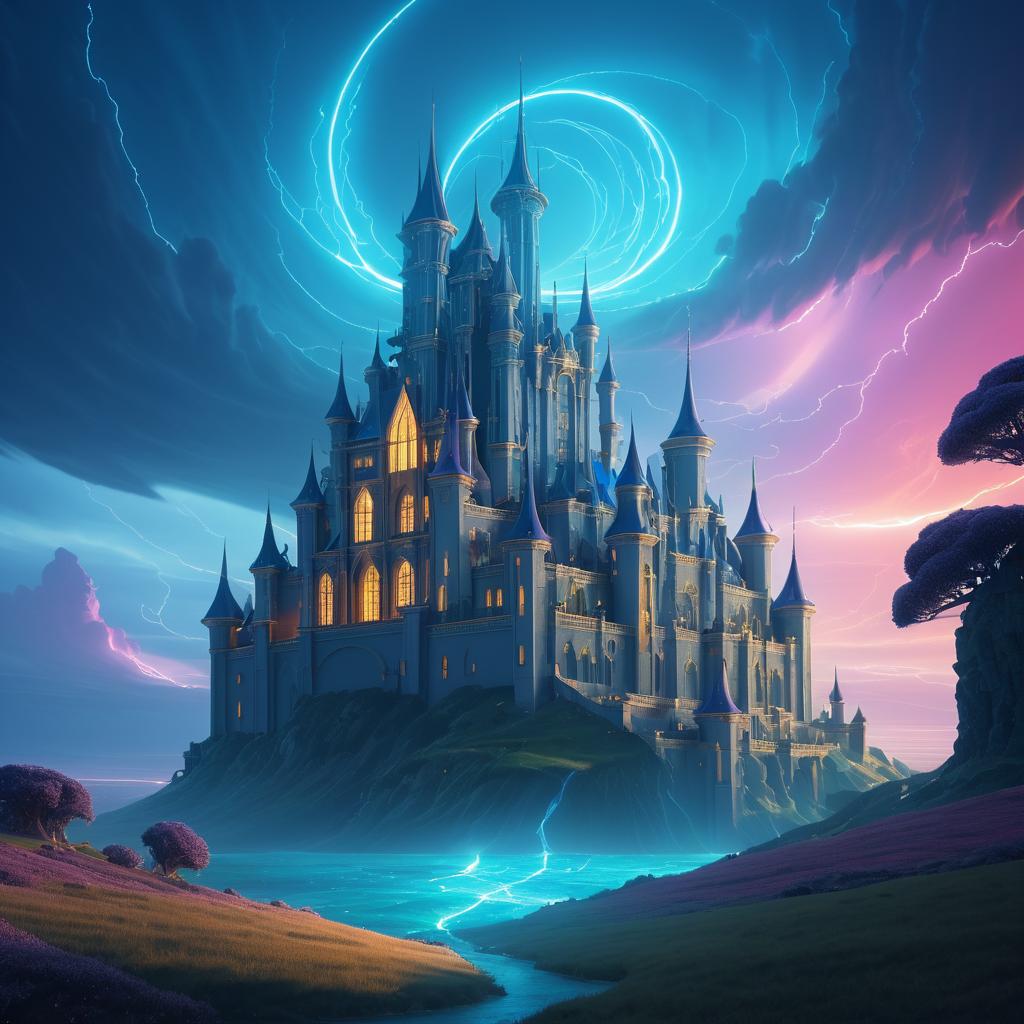 Epic Fantasy Castle Under Stormy Skies