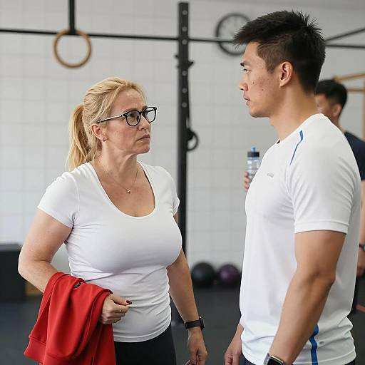 Intense Gym Interaction Between Two Athletes