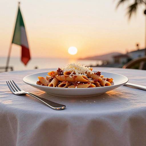 Italian Dinner Table at Sunset