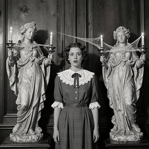 Surprised Woman in Vintage Elegance