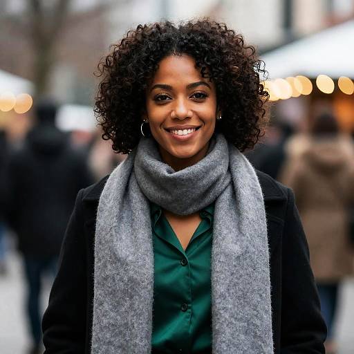 Festive African-American Woman in Bokeh