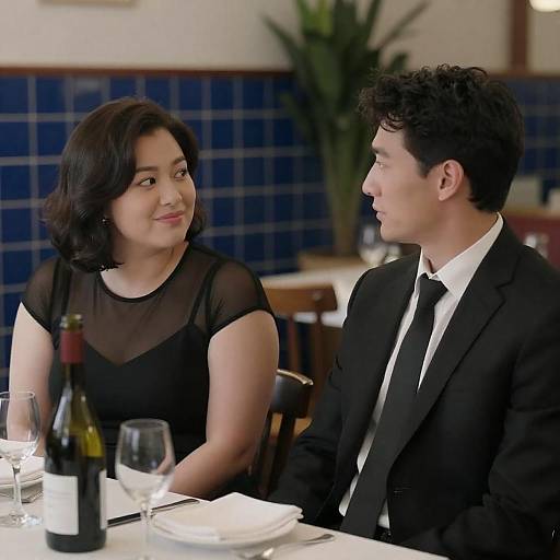 Romantic Restaurant Encounter Between Couple