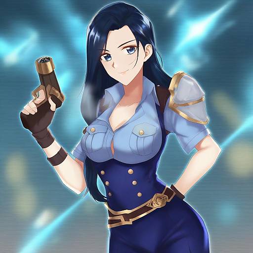 Illustration of Arcane caitlyn, league of legends in the style of Kabocha (monkey4)