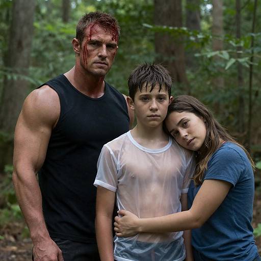 Intense Family Moment in a Forest