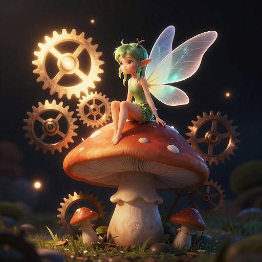 Whimsical Faerie with Whirling Light Cogs