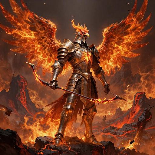 Colossal Phoenix Knight with Flaming Longbow