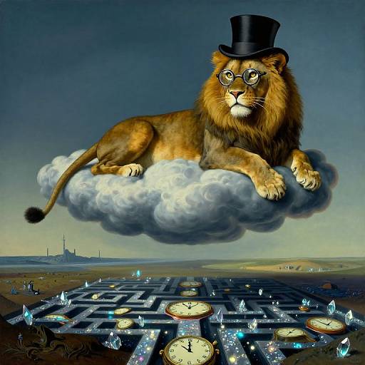 Surreal Regal Feline on Alien Cloud