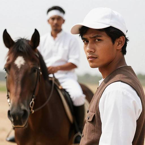 Intense Portrait of Men with Horse