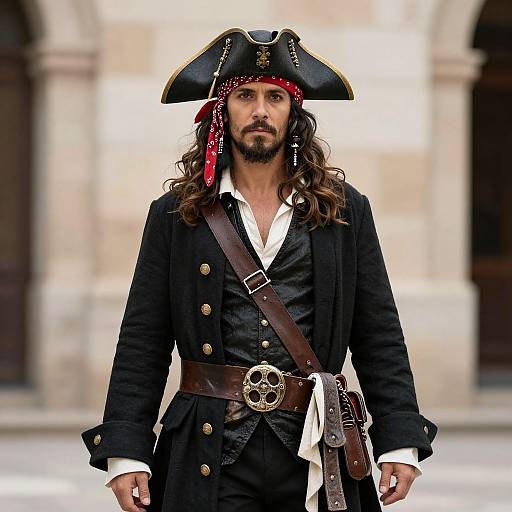 Spanish Pirate in Black Coat