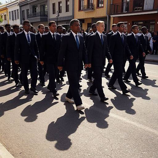 March of Identical Men in Suits