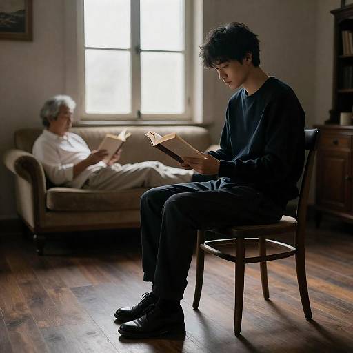 Sunlit Window in Vintage Reading Room