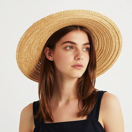 Portrait of Woman in Woven Straw Hat