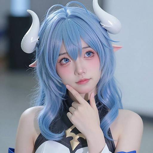 Shy Youth with Pale Blue Hair