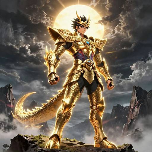 Anime Dragon Armor Warrior on Cliff