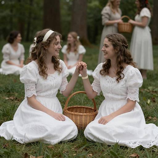 Victorian Picnic: Two Women in White