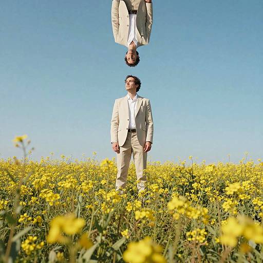 Man in Beige Suit, Sky Reflection