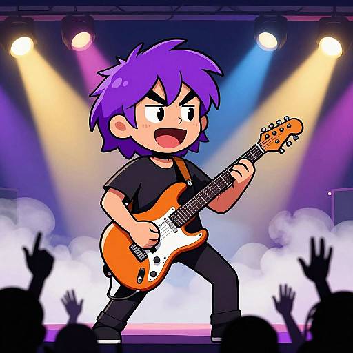 Vibrant Cartoon Musician on Stage