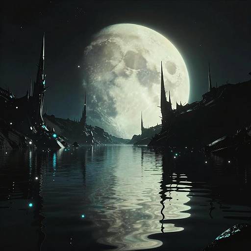 Futuristic Alien Landscape at Night