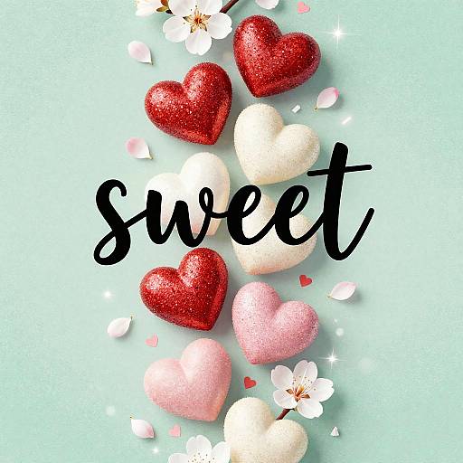 Glitter Hearts with Sweet Cursive