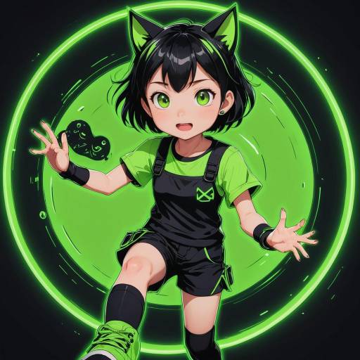 Dynamic Anime Girl with Cat Ears