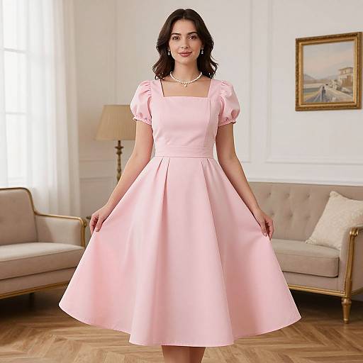 Woman in Pink Frock Dress