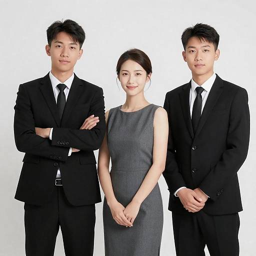 Formal Group Portrait of Asian Professionals