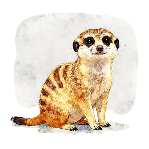 Curious Watercolor Meerkat Illustration