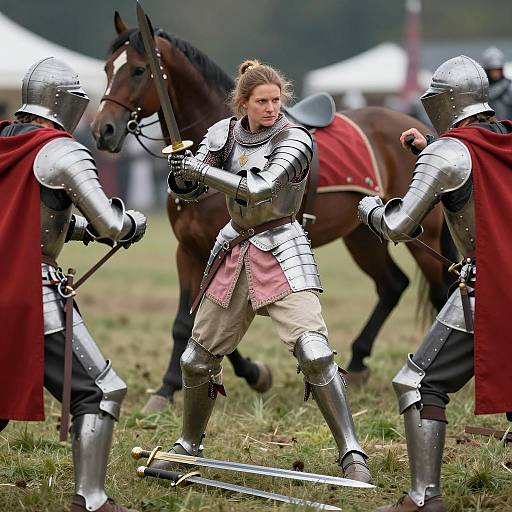 Intense Medieval Battle with Armored Fighters