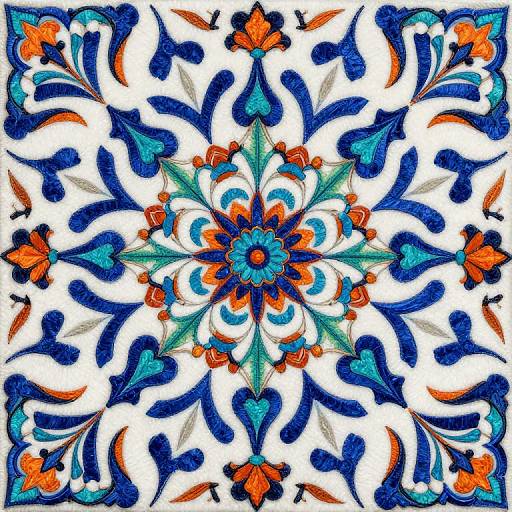 Jewel-Toned Oriental Felt Applique Tilework