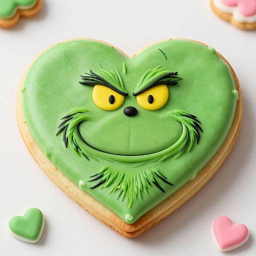 Grinch-Inspired Heart Cookie Cake