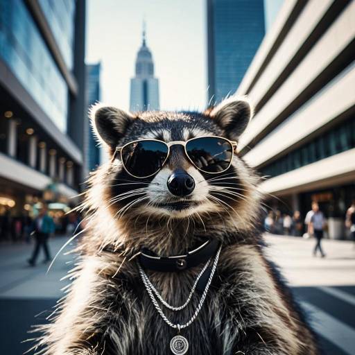 Cool Raccoon with Sunglasses in Urban Setting