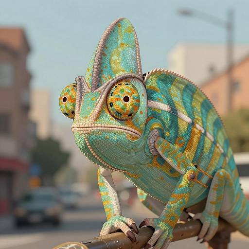 Urban Scout Anthro Chameleon Illustration