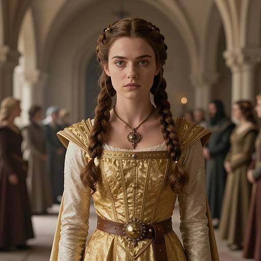 Young Woman in Medieval Fantasy Gown